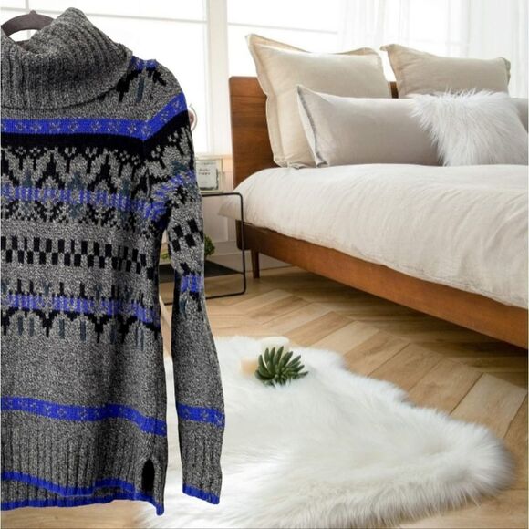 MADEWELL CHUNKY KNIT MERINO WOOL FAIR ISLE GRANDPA TURTLENECK SWEATER - Picture 8 of 13